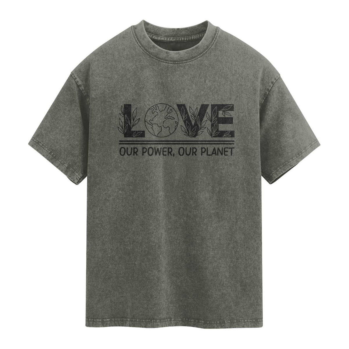 Earth Day 2026 Washed Cotton T-Shirt Our Power Our Planet