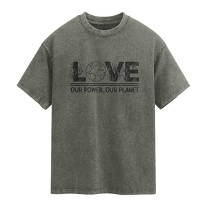 Earth Day 2026 Washed Cotton T-Shirt Our Power Our Planet