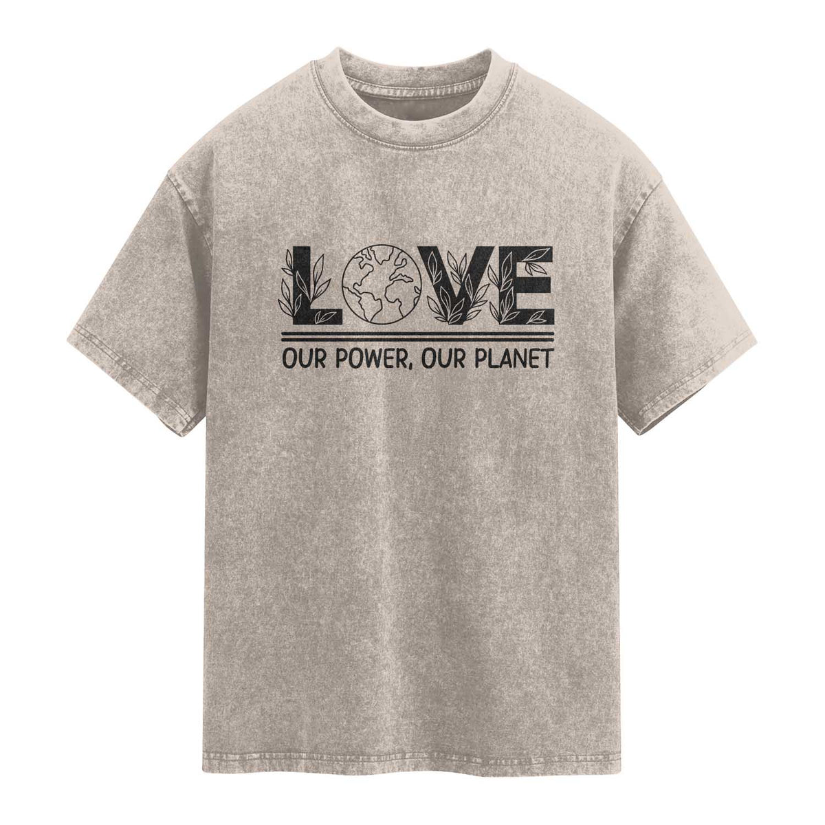 Earth Day 2026 Washed Cotton T-Shirt Our Power Our Planet