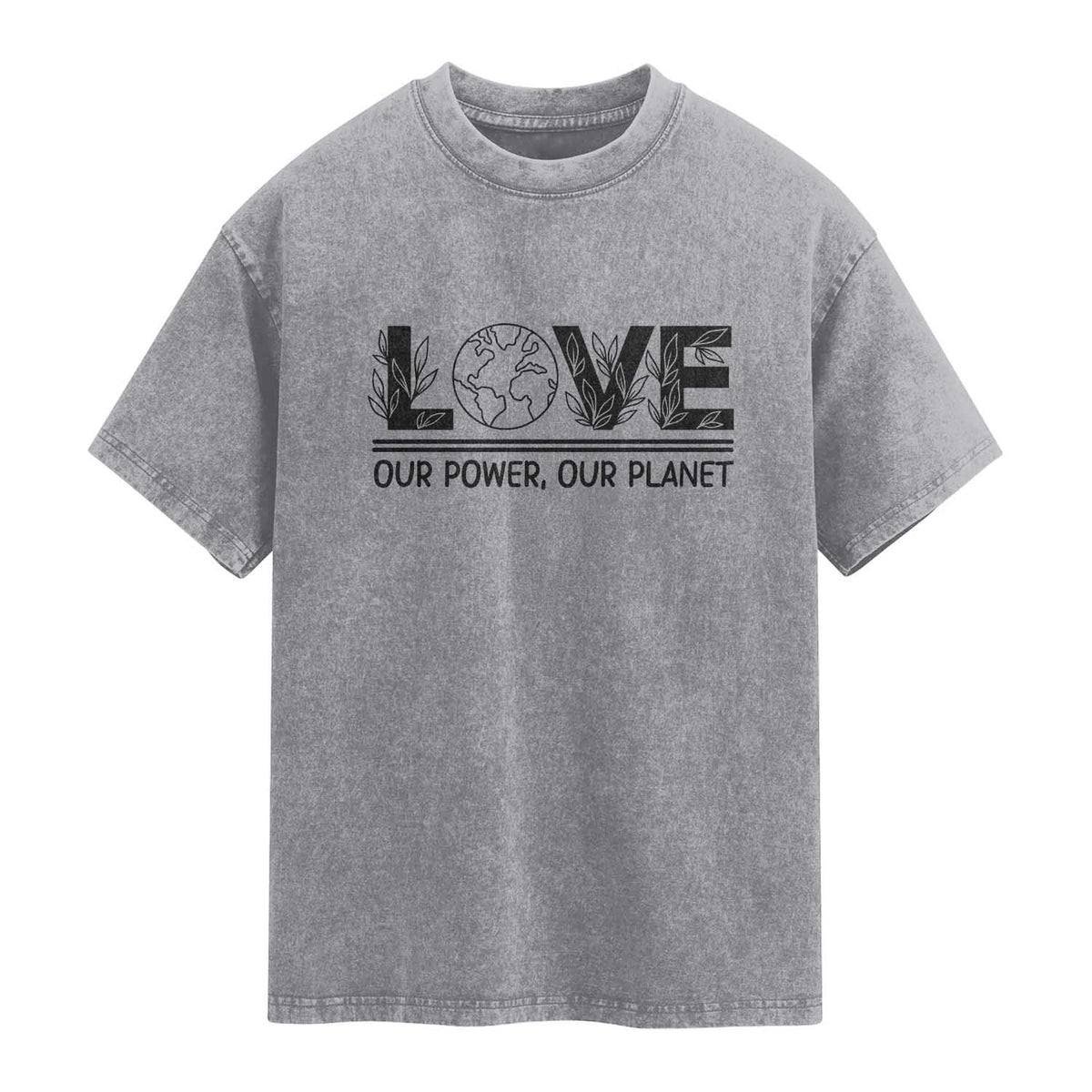 Earth Day 2026 Washed Cotton T-Shirt Our Power Our Planet