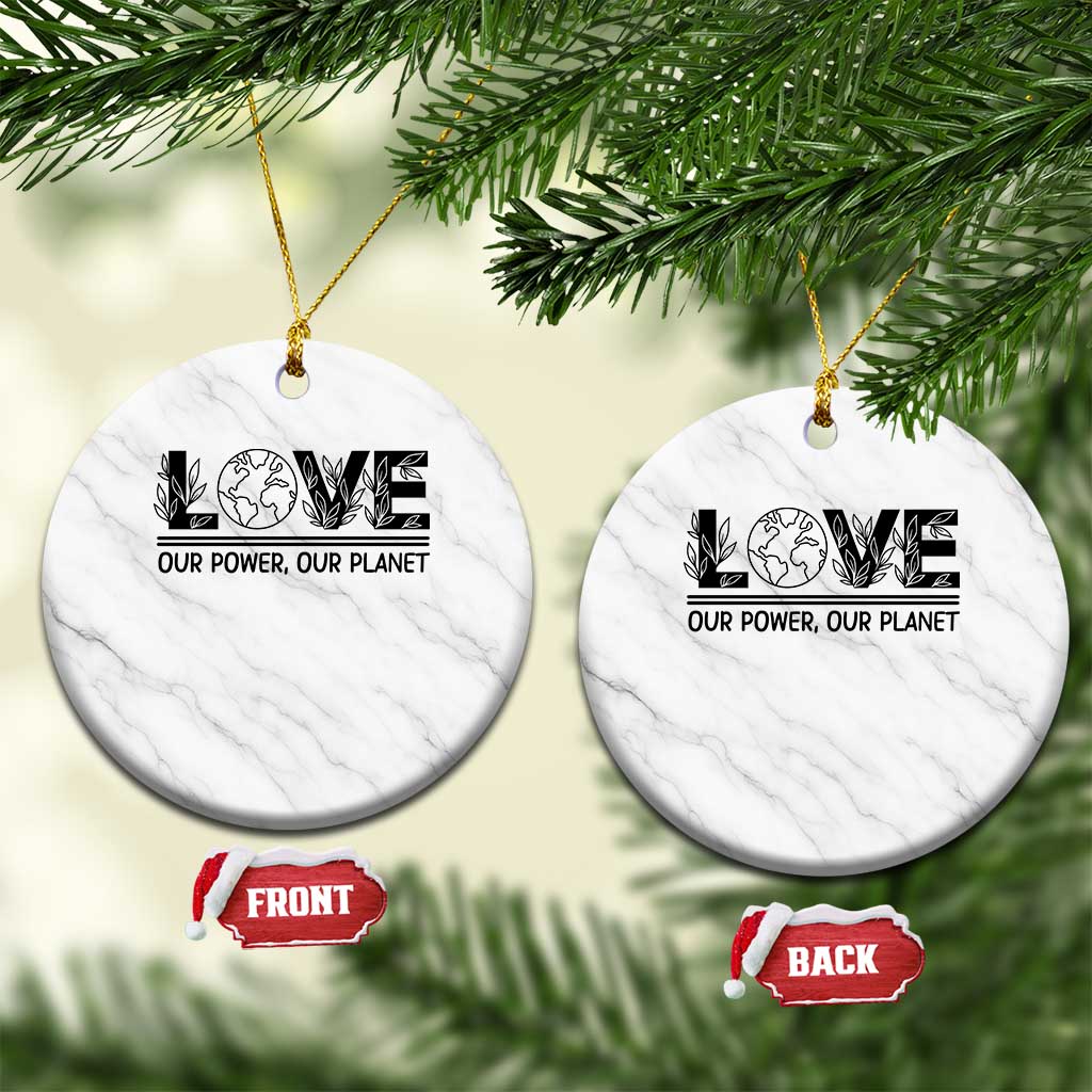 Earth Day 2026 Ceramic Ornament Our Power Our Planet TS12 1pc White Marble Print Your Wear