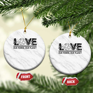 Earth Day 2026 Ceramic Ornament Our Power Our Planet TS12 1pc White Marble Print Your Wear