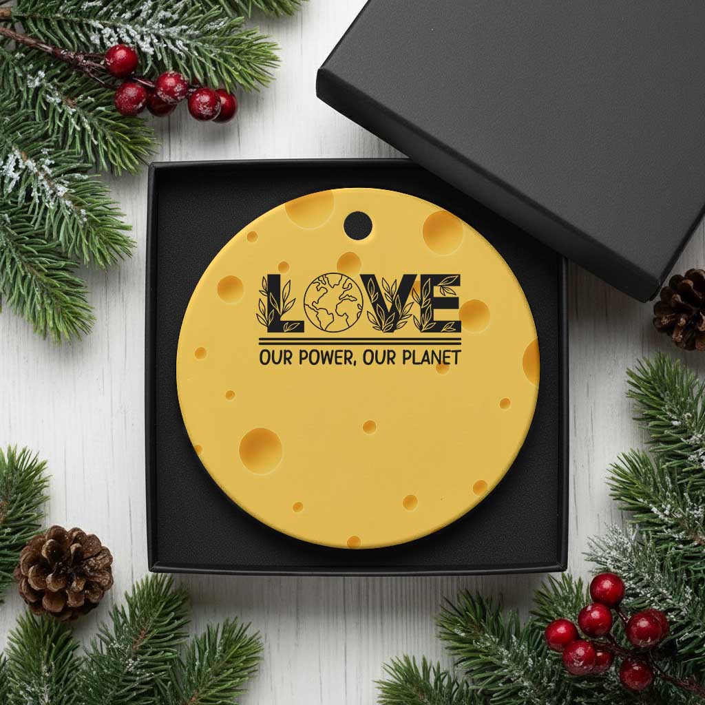 Earth Day 2026 Ceramic Ornament Our Power Our Planet TS12 1pc Yellow Cheese Print Your Wear