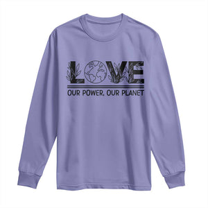 Earth Day 2026 Long Sleeve Shirt Our Power Our Planet TS12 Violet Print Your Wear