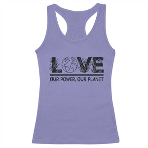 Earth Day 2026 Racerback Tank Top Our Power Our Planet TS12 Violet Print Your Wear