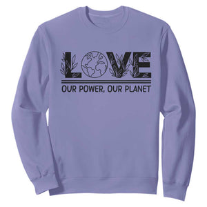 Earth Day 2026 Sweatshirt Our Power Our Planet TS12 Violet Print Your Wear