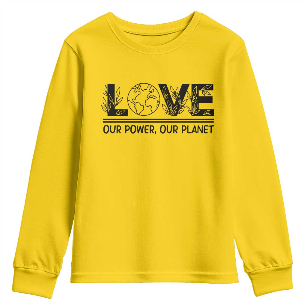 Earth Day 2026 Youth Sweatshirt Our Power Our Planet TS12 Daisy Print Your Wear