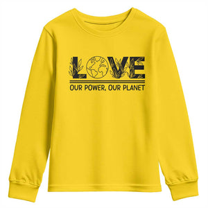Earth Day 2026 Youth Sweatshirt Our Power Our Planet TS12 Daisy Print Your Wear