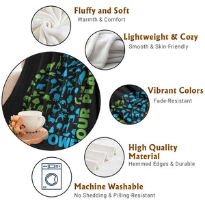 Earth Day Environmental Activism Throw Blanket Our Power Our Planet TS12 Print Your Wear