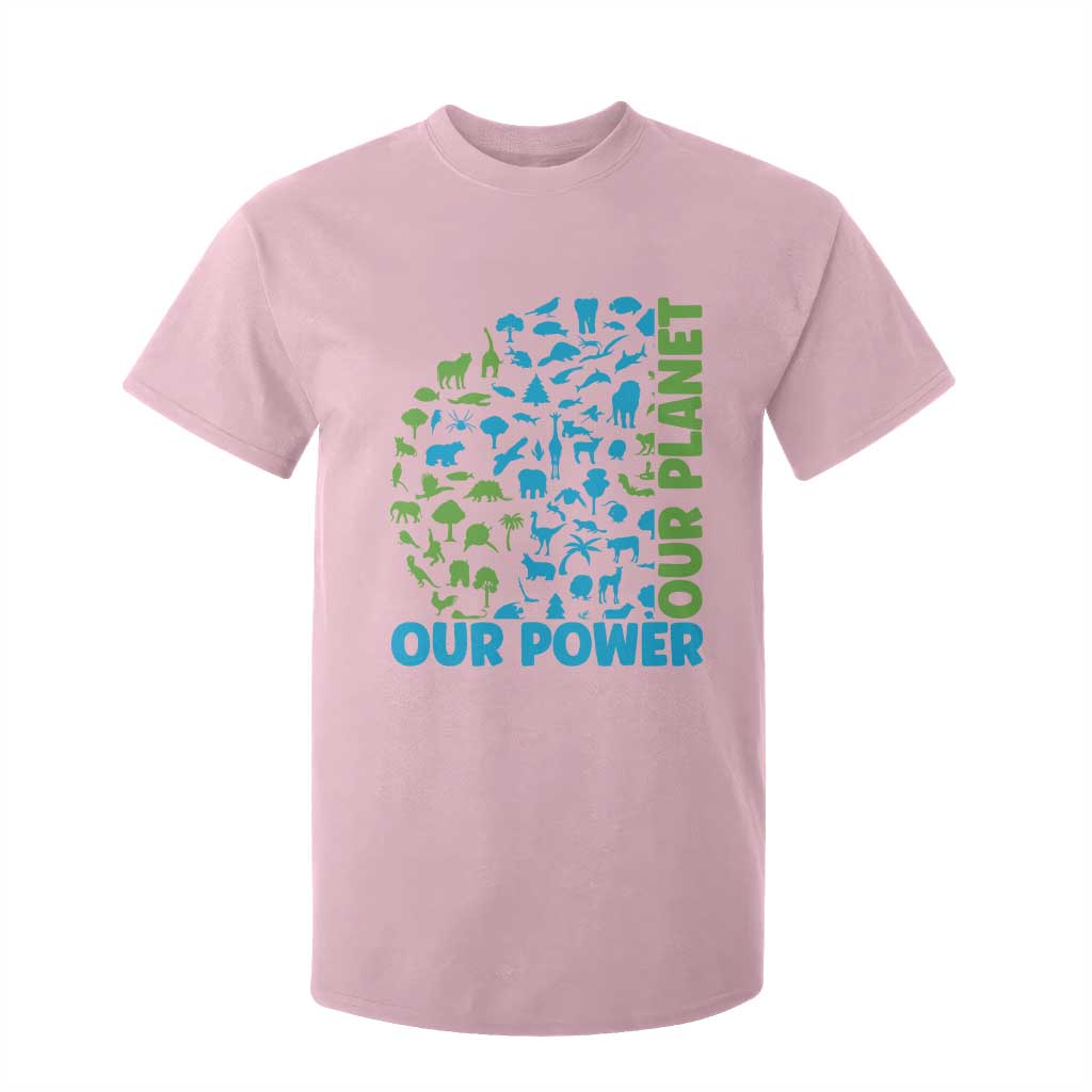Earth Day Environmental Activism T Shirt For Kid Our Power Our Planet TS12 Light Pink Print Your Wear