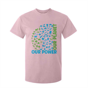 Earth Day Environmental Activism T Shirt For Kid Our Power Our Planet TS12 Light Pink Print Your Wear