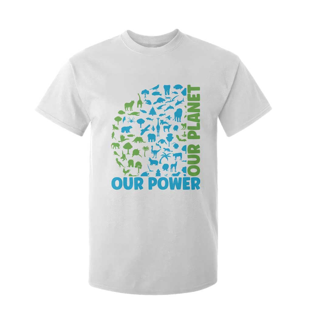 Earth Day Environmental Activism T Shirt For Kid Our Power Our Planet TS12 White Print Your Wear