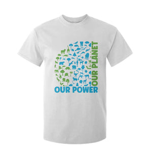 Earth Day Environmental Activism T Shirt For Kid Our Power Our Planet TS12 White Print Your Wear