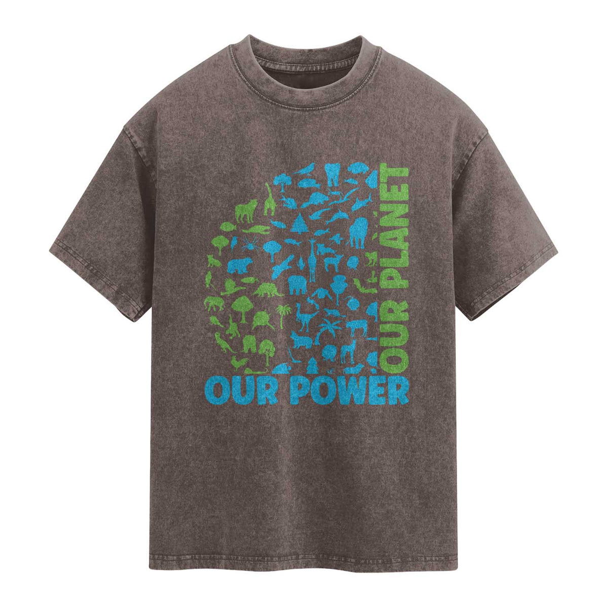 Earth Day Environmental Activism Washed Cotton T-Shirt Our Power Our Planet