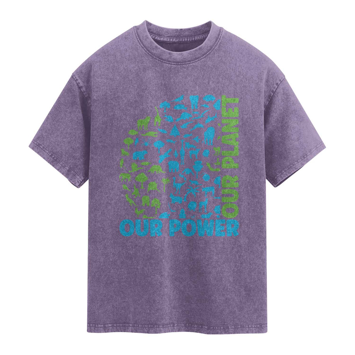 Earth Day Environmental Activism Washed Cotton T-Shirt Our Power Our Planet