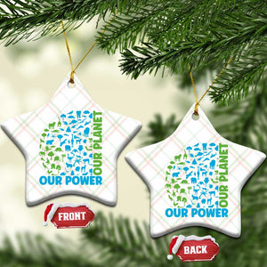 Earth Day Environmental Activism Ceramic Ornament Our Power Our Planet TS12 Print Your Wear