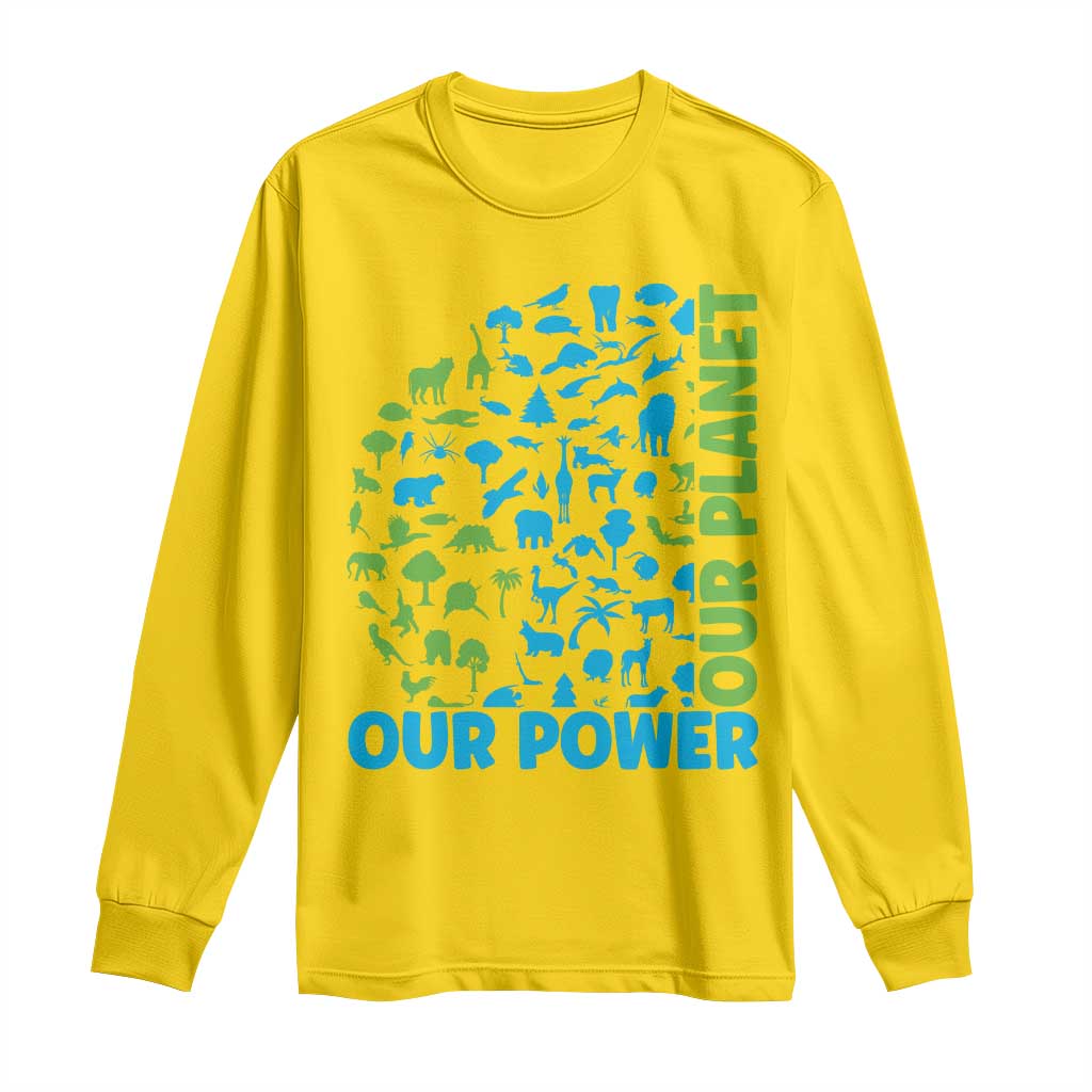 Earth Day Environmental Activism Long Sleeve Shirt Our Power Our Planet TS12 Daisy Print Your Wear