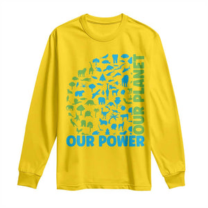 Earth Day Environmental Activism Long Sleeve Shirt Our Power Our Planet TS12 Daisy Print Your Wear