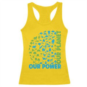 Earth Day Environmental Activism Racerback Tank Top Our Power Our Planet TS12 Daisy Print Your Wear