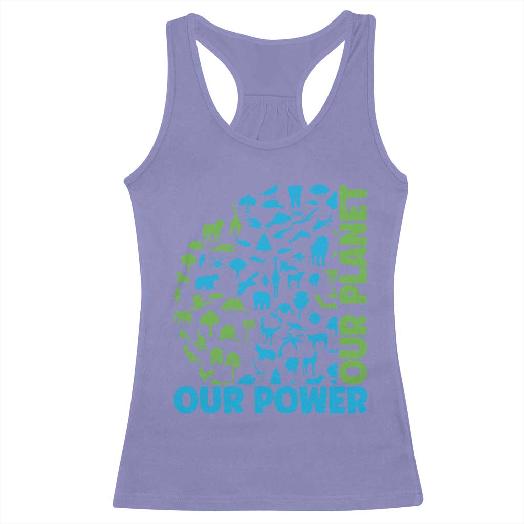 Earth Day Environmental Activism Racerback Tank Top Our Power Our Planet TS12 Violet Print Your Wear