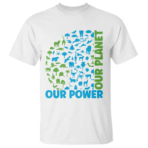 Earth Day Environmental Activism T Shirt Our Power Our Planet TS12 White Print Your Wear