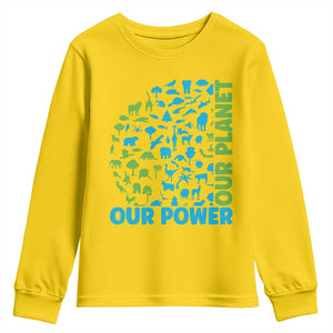 Earth Day Environmental Activism Youth Sweatshirt Our Power Our Planet TS12 Daisy Print Your Wear