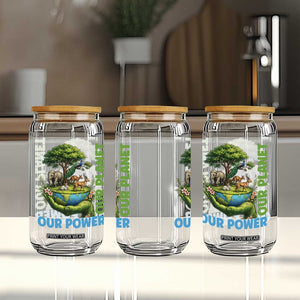 Our Power Our Planet Glass Can Earth Day Nature Lover Gift TS12 Print Your Wear