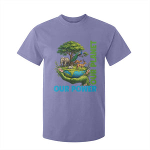Our Power Our Planet T Shirt For Kid Earth Day Nature Lover Gift TS12 Violet Print Your Wear