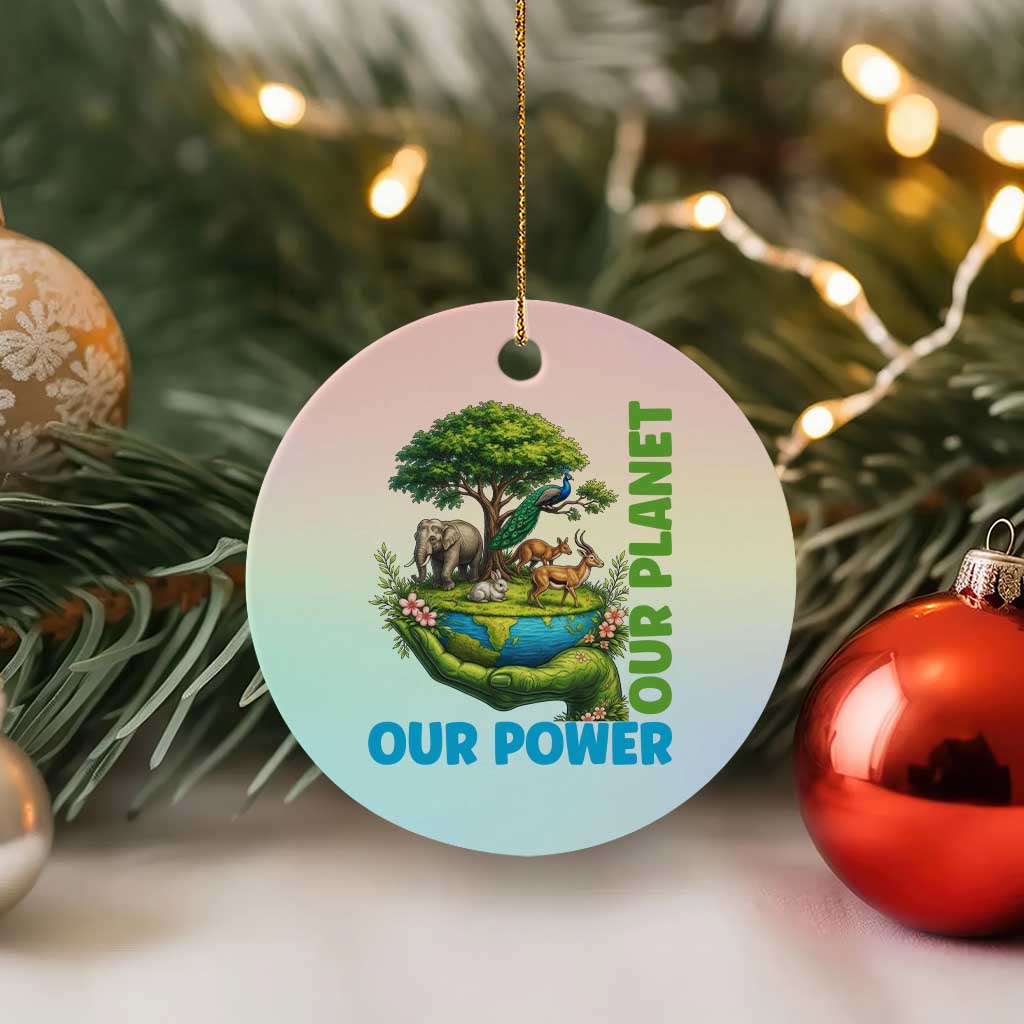 Our Power Our Planet Ceramic Ornament Earth Day Nature Lover Gift TS12 1pc Pastel Print Your Wear