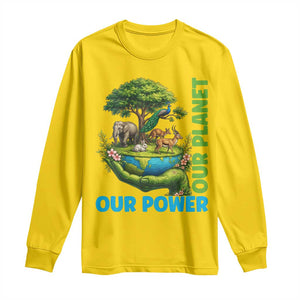 Our Power Our Planet Long Sleeve Shirt Earth Day Nature Lover Gift TS12 Daisy Print Your Wear
