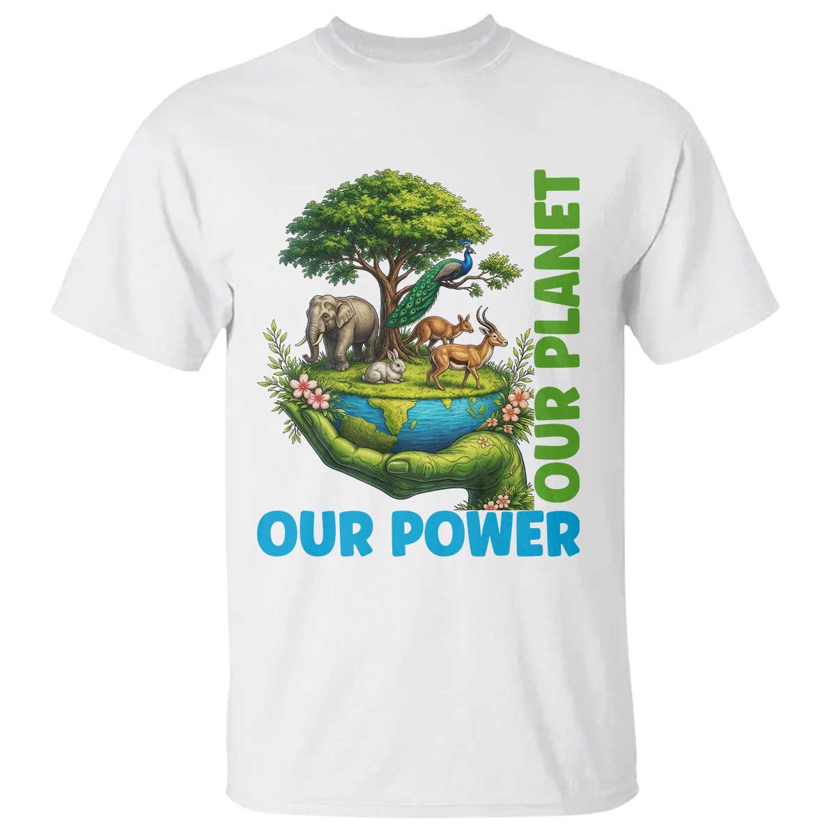 Our Power Our Planet T Shirt Earth Day Nature Lover Gift TS12 White Print Your Wear
