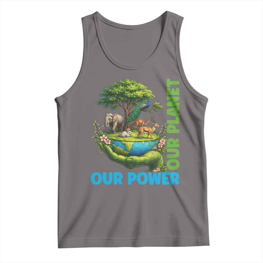 Our Power Our Planet Tank Top Earth Day Nature Lover Gift TS12 Deep Heather Print Your Wear