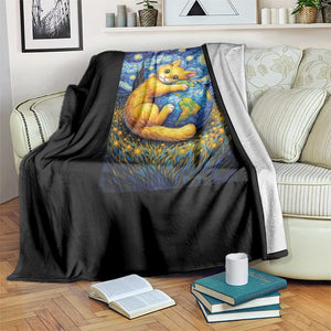 Earth Day Throw Blanket Starry Night Cat Hugging Earth TS12 Print Your Wear