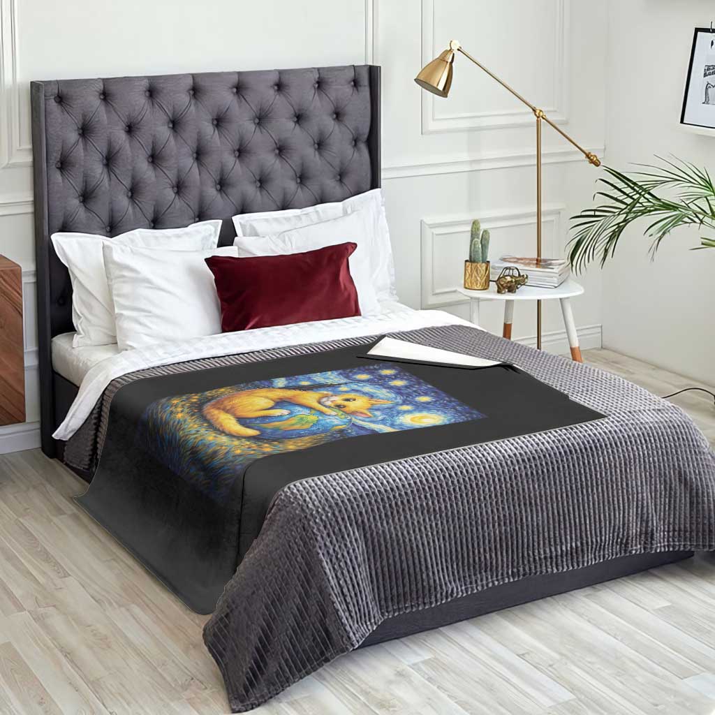 Earth Day Throw Blanket Starry Night Cat Hugging Earth TS12 Print Your Wear