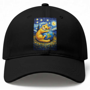 Earth Day Baseball Cap Starry Night Cat Hugging Earth TS12 Print Your Wear