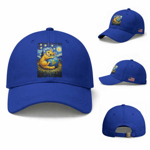 Earth Day Baseball Cap Starry Night Cat Hugging Earth TS12 Baseball Cap Universal Fit Royal Blue Print Your Wear