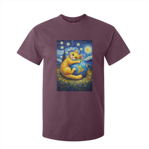 Earth Day T Shirt For Kid Starry Night Cat Hugging Earth TS12 Maroon Print Your Wear