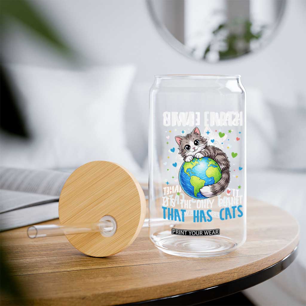 Earth Day Glass Can Save Earth Its The Only Planet With Cats TS12 Print Your Wear