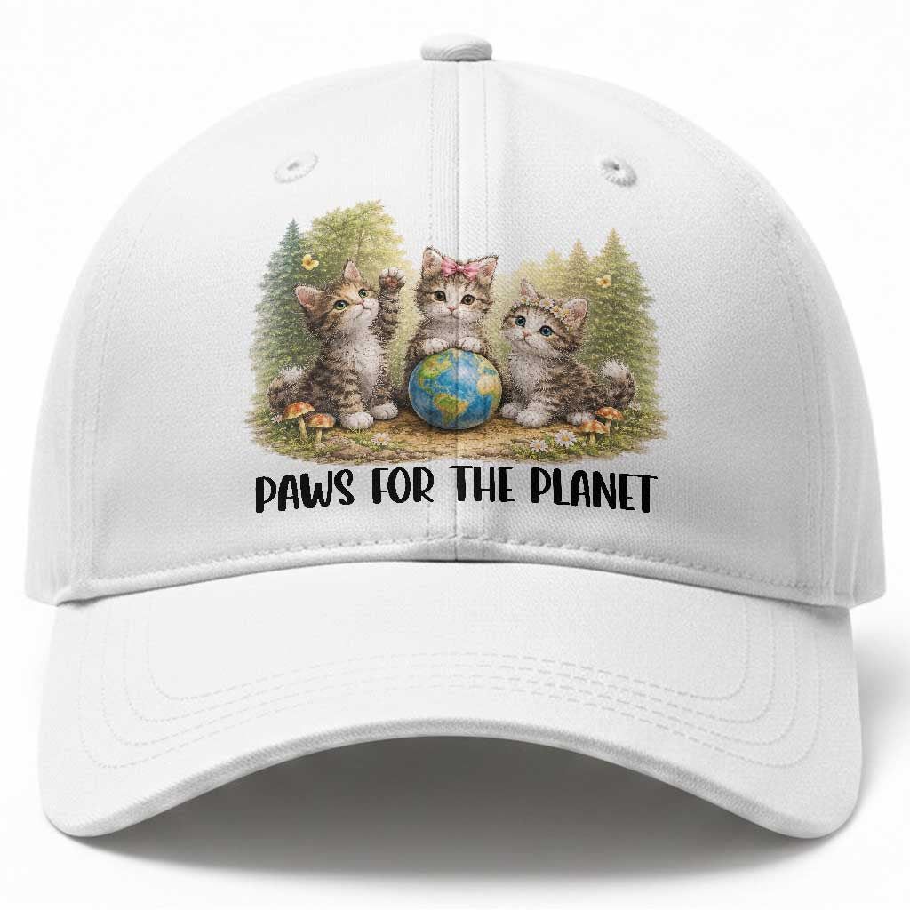Earth Day Cat Lover Baseball Cap Paws For The Planet TS12 Print Your Wear