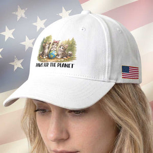 Earth Day Cat Lover Baseball Cap Paws For The Planet TS12 Print Your Wear