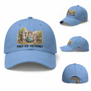 Earth Day Cat Lover Baseball Cap Paws For The Planet TS12 Baseball Cap Universal Fit Light Blue Print Your Wear