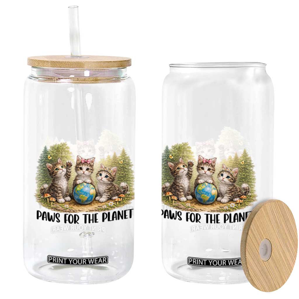 Earth Day Cat Lover Glass Can Paws For The Planet TS12 Print Your Wear