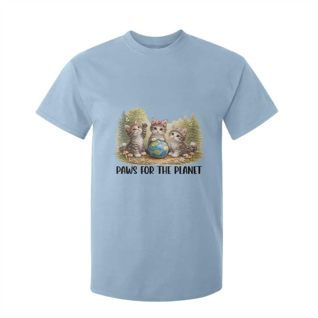 Earth Day Cat Lover T Shirt For Kid Paws For The Planet TS12 Light Blue Print Your Wear