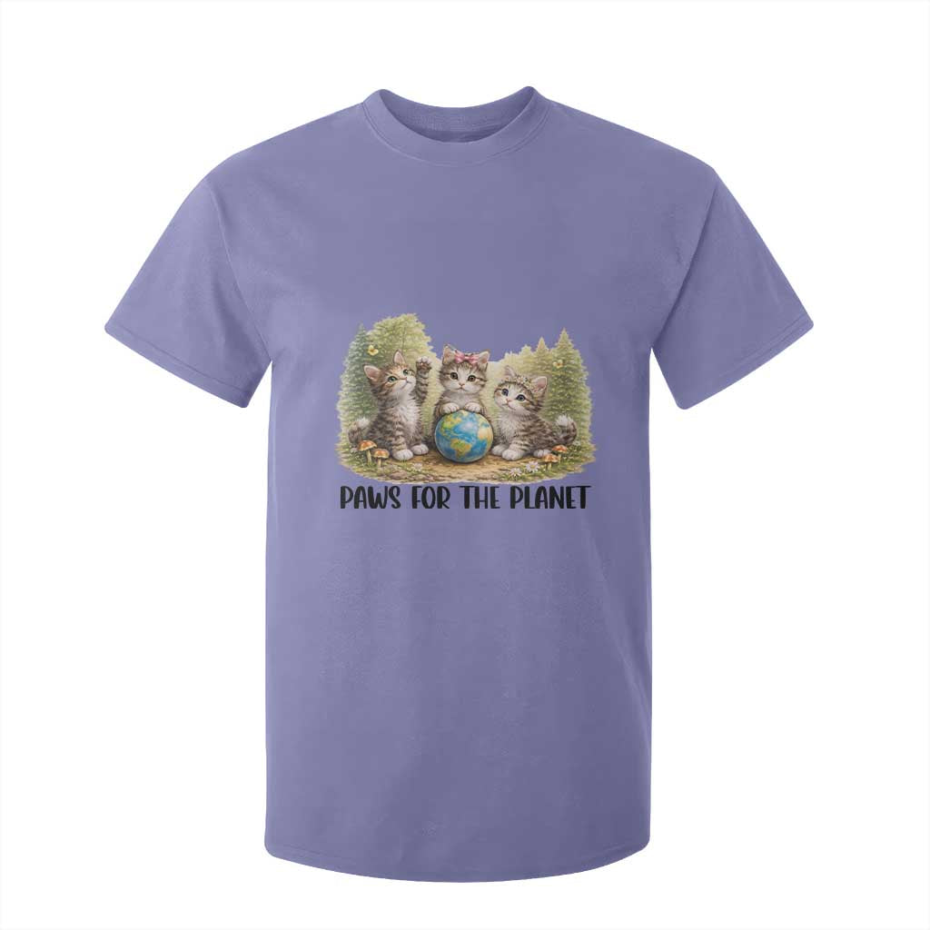 Earth Day Cat Lover T Shirt For Kid Paws For The Planet TS12 Violet Print Your Wear