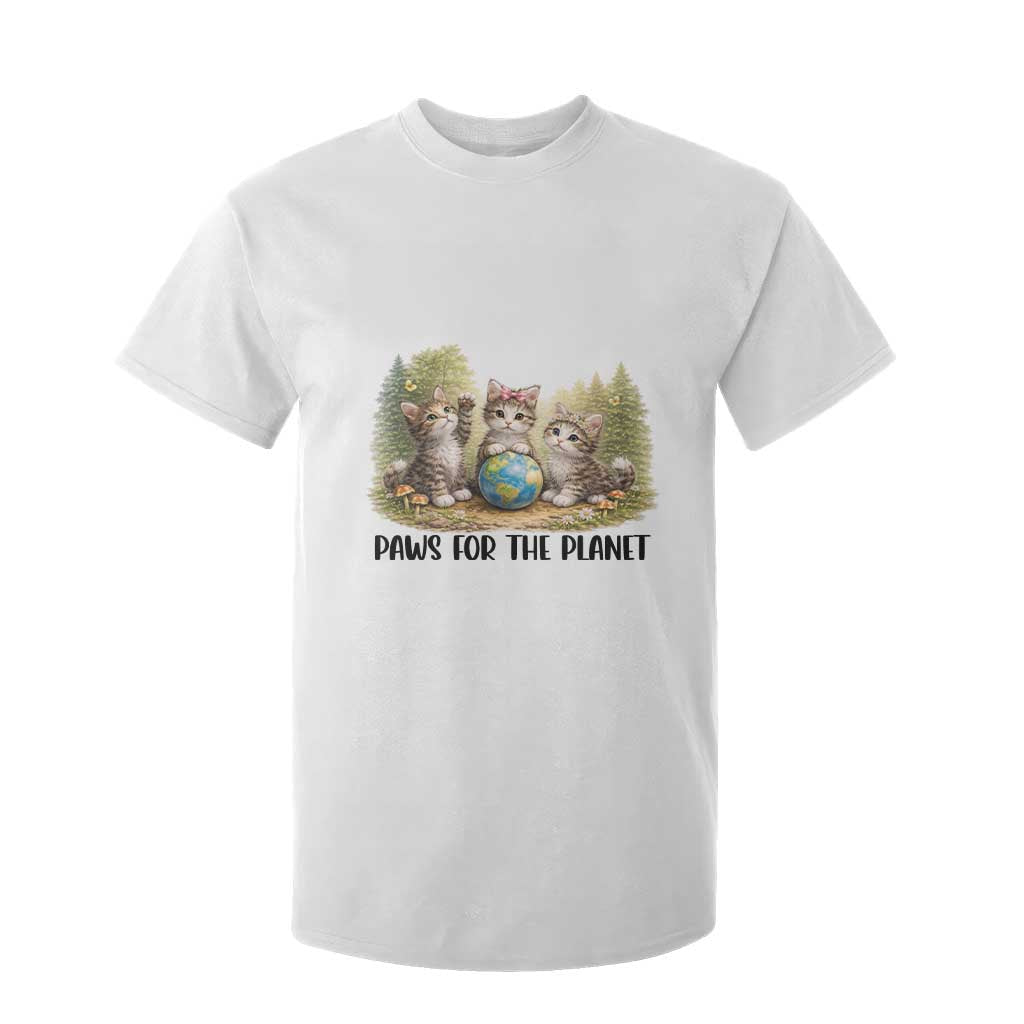Earth Day Cat Lover T Shirt For Kid Paws For The Planet TS12 White Print Your Wear