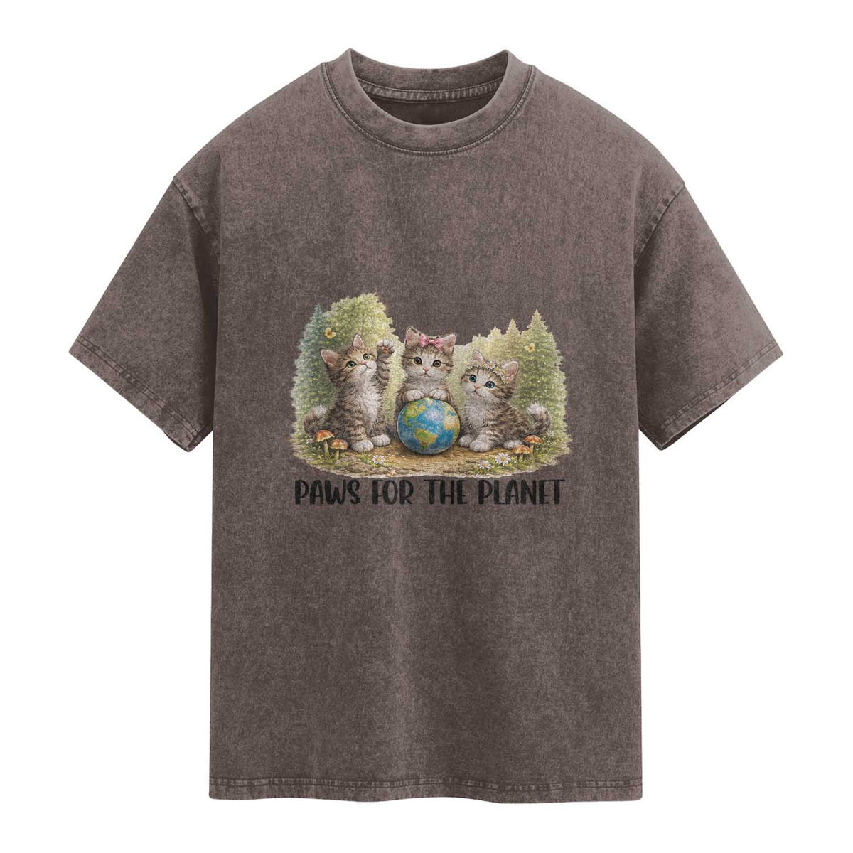 Earth Day Cat Lover Washed Cotton T-Shirt Paws For The Planet
