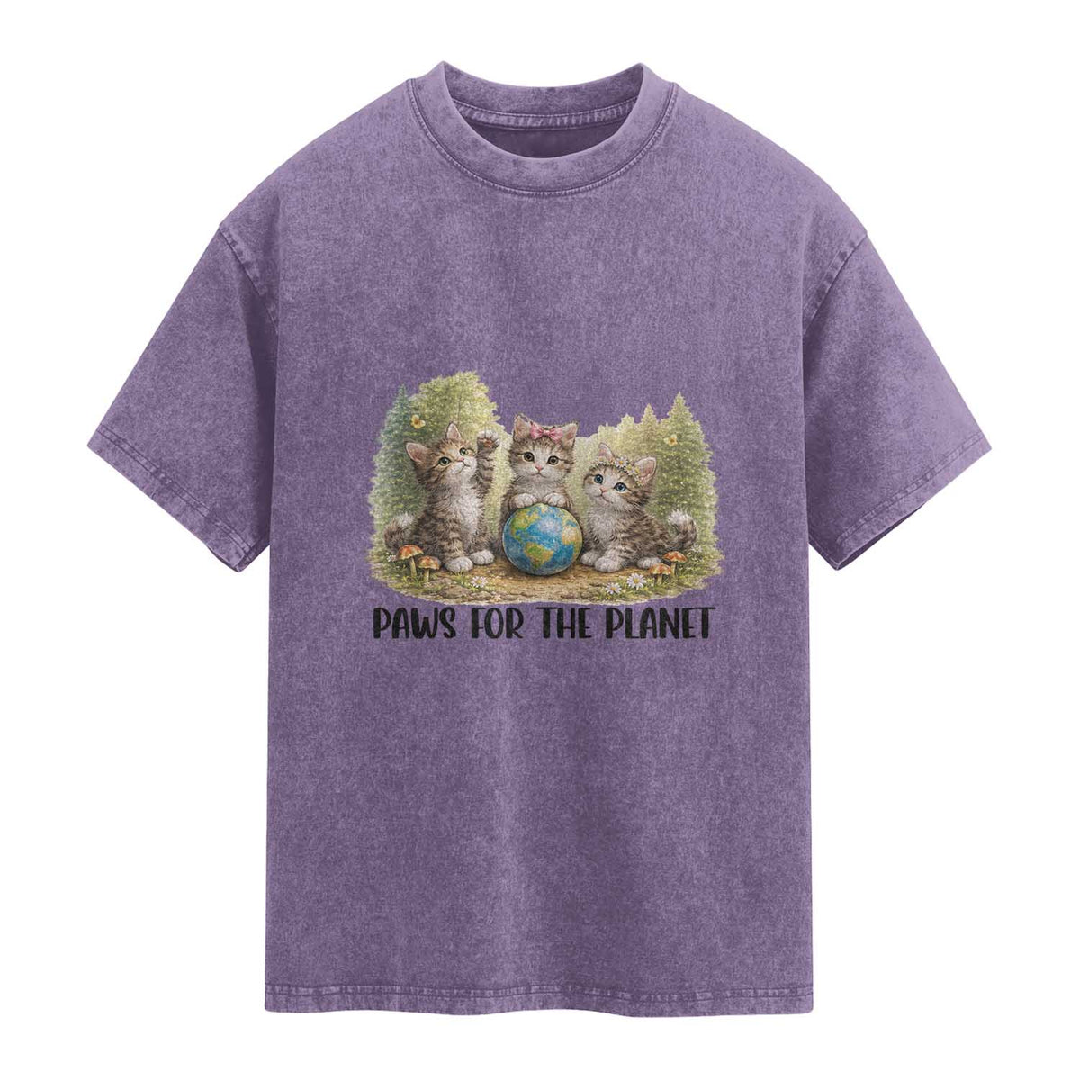 Earth Day Cat Lover Washed Cotton T-Shirt Paws For The Planet