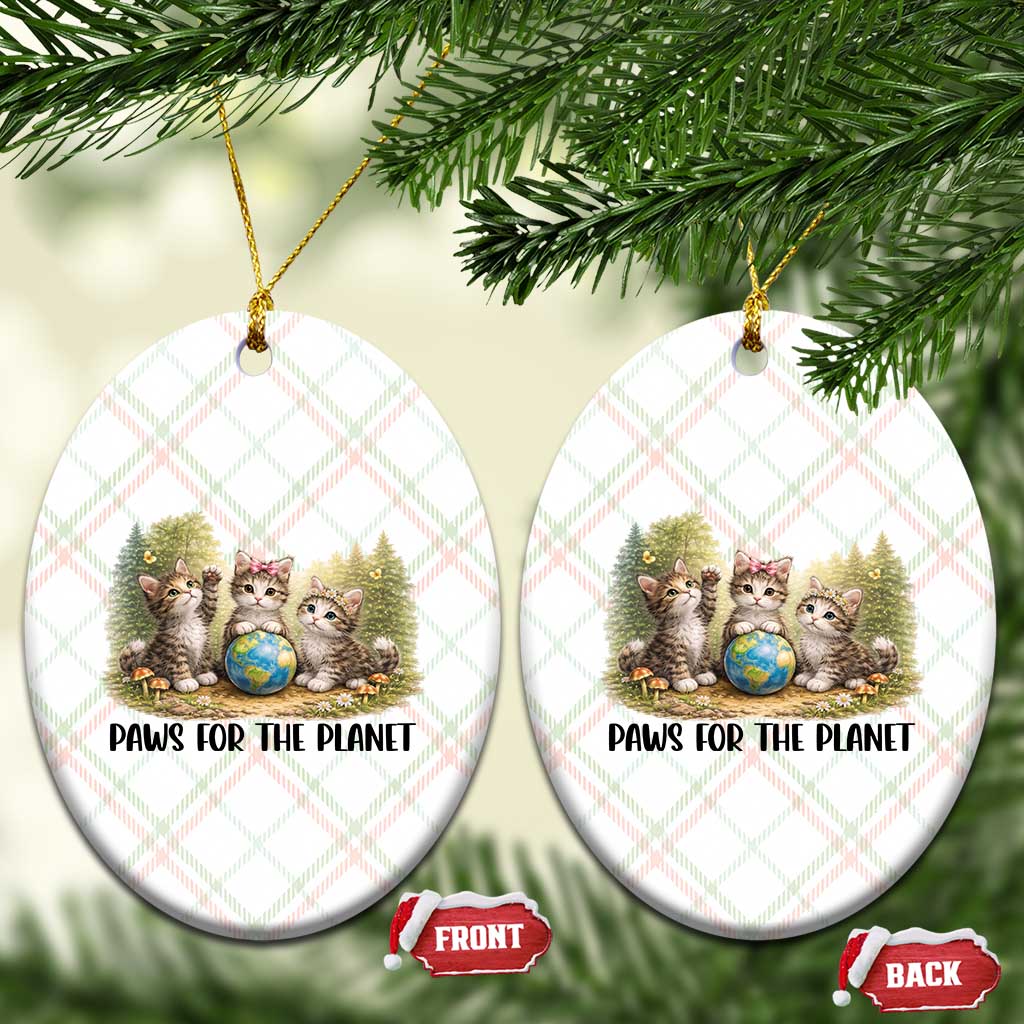 Earth Day Cat Lover Ceramic Ornament Paws For The Planet TS12 Print Your Wear