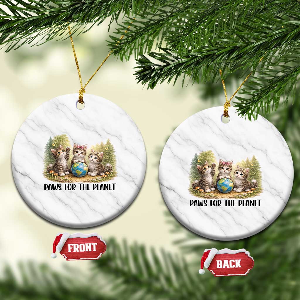 Earth Day Cat Lover Ceramic Ornament Paws For The Planet TS12 1pc White Marble Print Your Wear