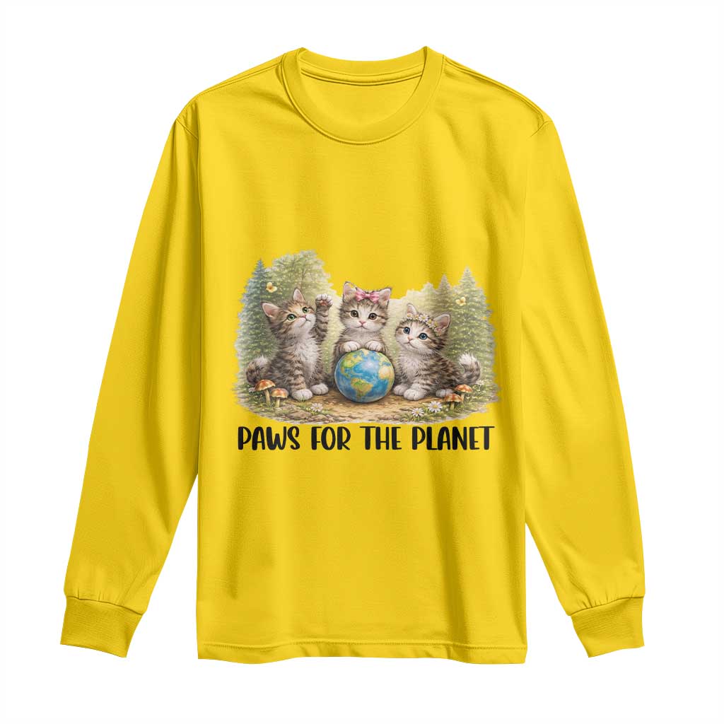Earth Day Cat Lover Long Sleeve Shirt Paws For The Planet TS12 Daisy Print Your Wear